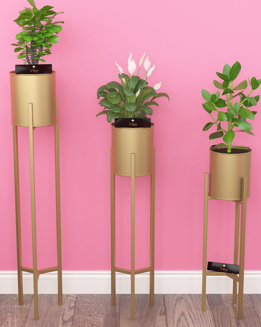 Metal Plant Stand Rack for Indoor & Outdoor (Golden, Set Of 3) - Bloomart
