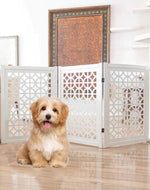 Wooden Portable Safety Pet Fence Gate Partition For Kids & Dogs (White) - Bloomart