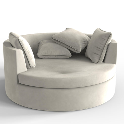 Bloomart Velvet Round Solid Wood Barrel Sofa Chair ( Large )