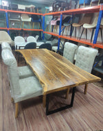 Mango Wood and Wrought Iron Vintage Dining Table Rustic Industrial Design for Home Decor