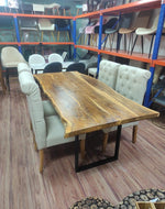 Mango Wood and Wrought Iron Vintage Dining Table Rustic Industrial Design for Home Decor