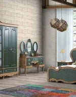 Handmade Royal Luxury Bed In Teak Wood With 2 Side Table 1 Dressing Table And 1 Wardrobe - WoodenTwist