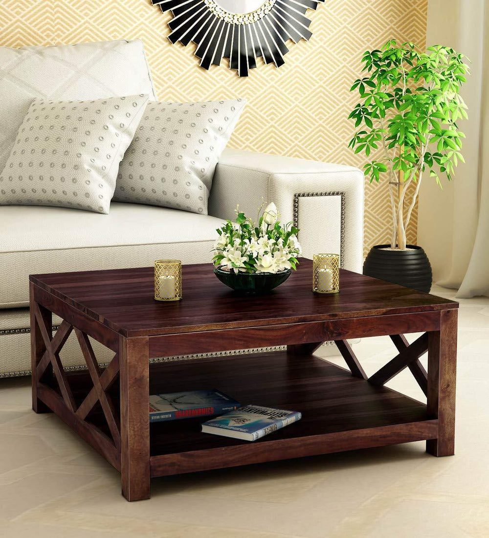 Aesthetic Wooden Handmade Solid Sheesham Wood Coffee Table - Bloomart