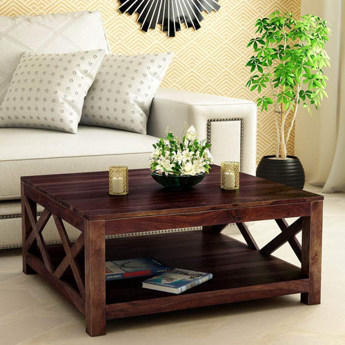 Aesthetic Wooden Handmade Solid Sheesham Wood Coffee Table - Bloomart
