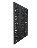 Premium Wooden Decoration Hand Carved 3 Wall Panel (MDF Wood, Black)