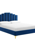 Wooden Twist Olivia Velvet Upholstery Rectangular Bed Modern Luxury Bed Frame with Stylish Design - WoodenTwist