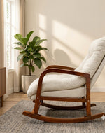 Wooden Bloomart Rocking Chair with Cushioned Seat | Modern Living Room Accent Chair Product Description: