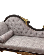 Bloomart Savour Designer Hand Carved Teak Wood Button Tufted Chaise Lounge