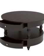 Bloomart 2 Drawer Round Teak Wood Coffee Table ( Brown )