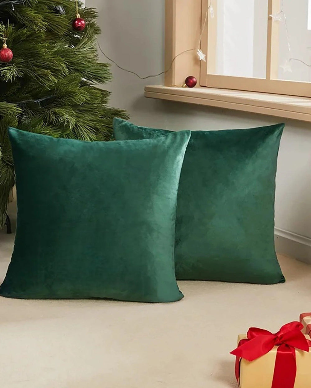 Fabrahome Cushion Cover for Couch, Sofa Bedroom And Home Decor (Green, Set of 2)