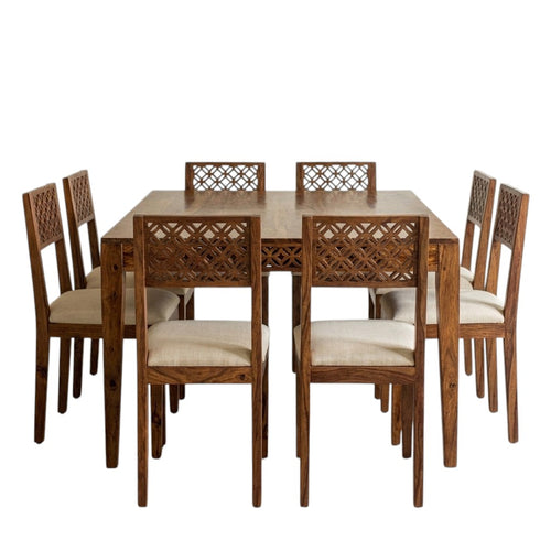 Premium Teak Wood Designer Dining Table With Cushioned Chair