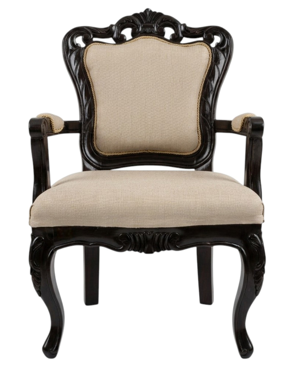 Wooden Shagbark Hand Carved Teak Wood Armchair ( Brown )