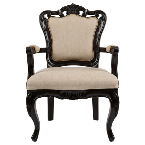Wooden Shagbark Hand Carved Teak Wood Armchair ( Brown )