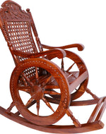 Brand Premium Sheesham Handcrafted Wooden Rocking Chair Heavy | Wooden armrest Chair with Back Support for Living Room and Dining Room (100% Pure Sheesham Wood)