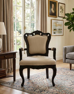 Wooden Shagbark Hand Carved Teak Wood Armchair ( Brown )