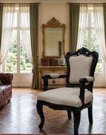 Wooden Shagbark Hand Carved Teak Wood Armchair ( Brown )