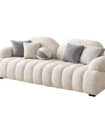 Bloomart ELARA Ribbed Boucle 3-Seater Sofa – Modern Curved Designer Couch for Luxury Living Rooms