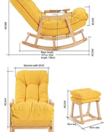 Bloomart Colonial and Traditional Super Comfortable Cushion Rocking Chair And With Footrest (Natural Polish)
