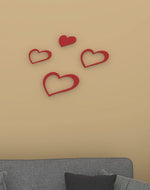 Decals Design Hearts Wooden Wall Sticker (Red) - Bloomart