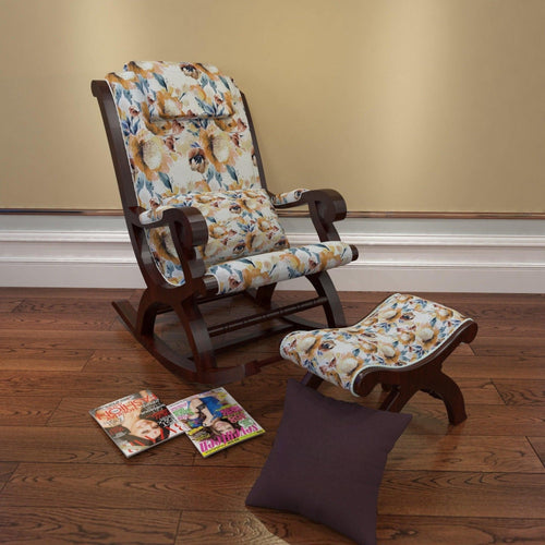 Creme Premium Rocking Chair with Foot Rest & Pillow