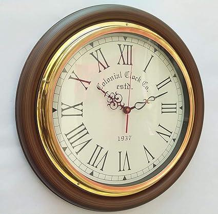 Rustic Home Accent Nautical Collection Wooden Finish Brass Wall Clock - Bloomart