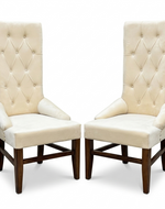 Button Tufted Teak Wood Wingback Chair (Set of 2)