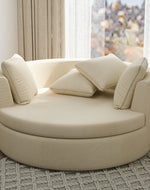Bloomart Velvet Round Solid Wood Barrel Sofa Cuddle Chair