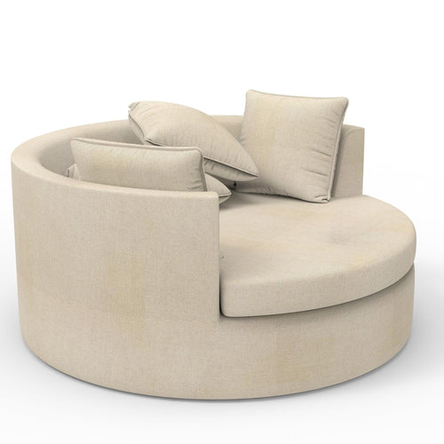 Bloomart Round Solid Wood Barrel Sofa Cuddle Chair ( Beige )