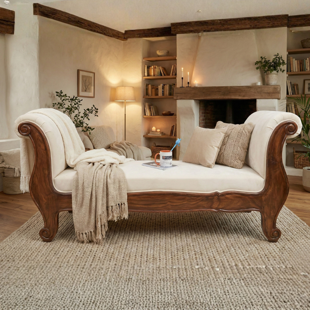 Bloomart Magnifico Handmade Sheesham Wood Sofa Couch, Durable and Elegant for Modern Living Room