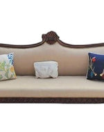 Traditional Wooden 3 Seater  Couch for Home & Office Chaise Lounge Settee (Teak Wood)