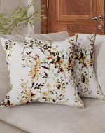 Fabrahome Gardenia Natural Velvet Fabric Cushion Cover ( Pack of 2 )