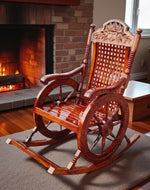 Brand Premium Sheesham Handcrafted Wooden Rocking Chair Heavy | Wooden armrest Chair with Back Support for Living Room and Dining Room (100% Pure Sheesham Wood)