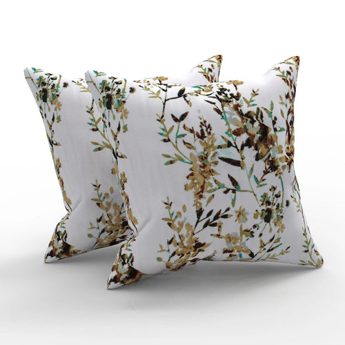 Fabrahome Gardenia Natural Velvet Fabric Cushion Cover ( Pack of 2 )