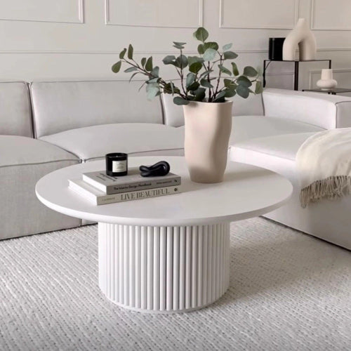 Ossa Ribbed Round Coffee Table BLANCA