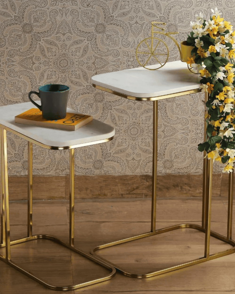 metallic end table