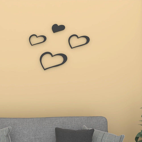Decals Design Hearts Wooden Wall Sticker (Red)