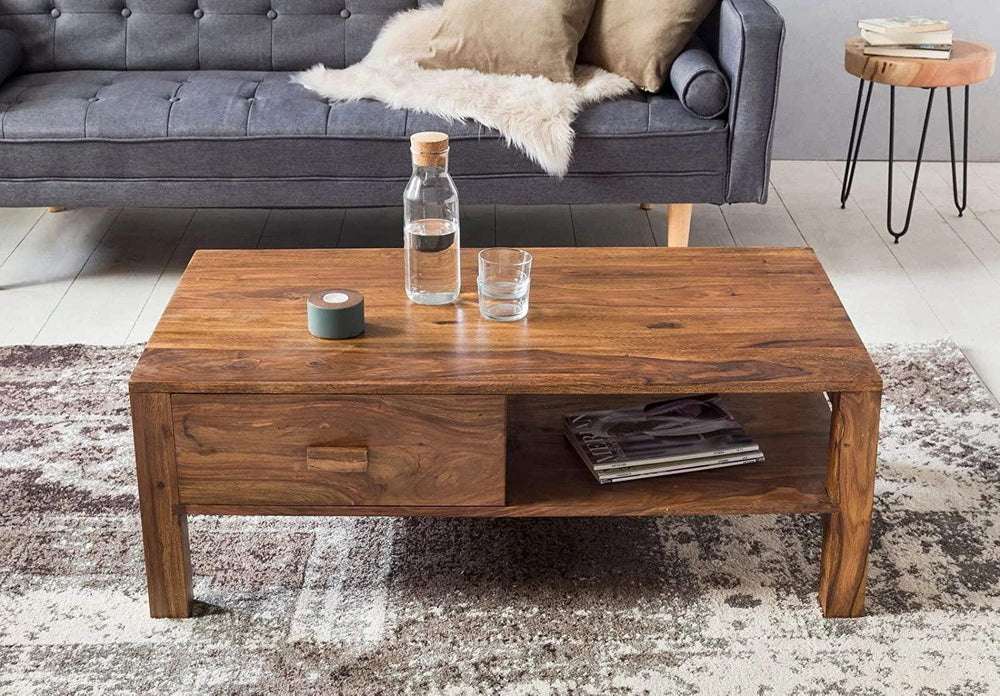 Classic Wooden Handmade Solid Sheesham Wood Coffee Table - Bloomart