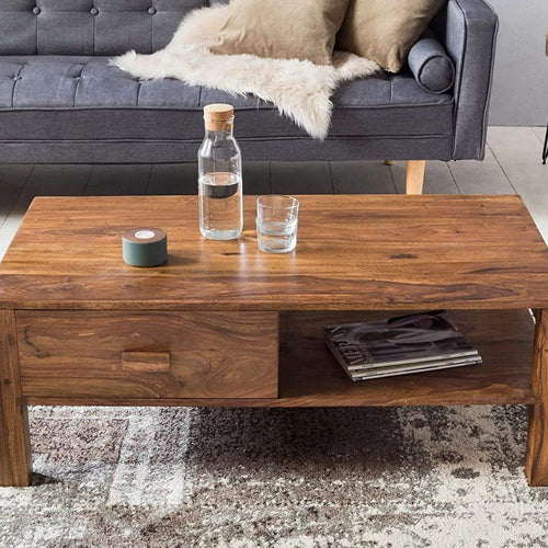 Classic Wooden Handmade Solid Sheesham Wood Coffee Table - Bloomart