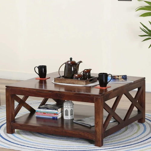 Aesthetic Wooden Handmade Solid Sheesham Wood Coffee Table