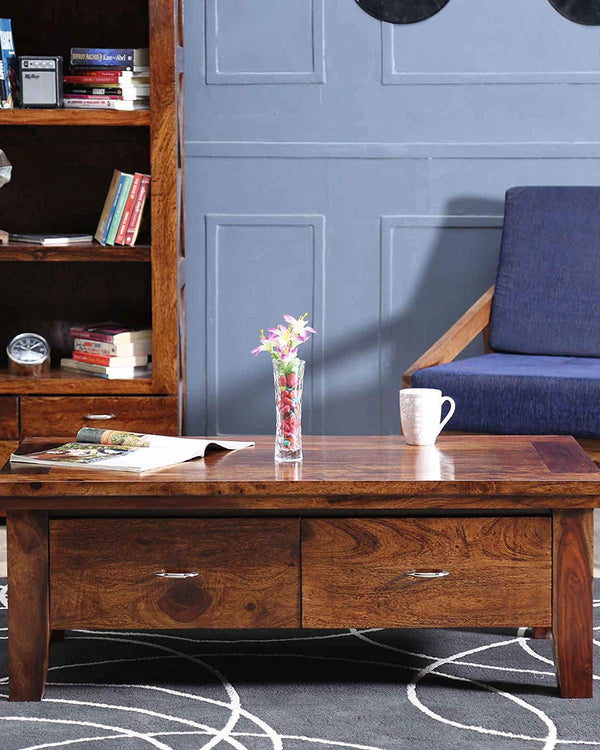 Wooden Handmade Solid Sheesham Wood Coffee Table - Bloomart