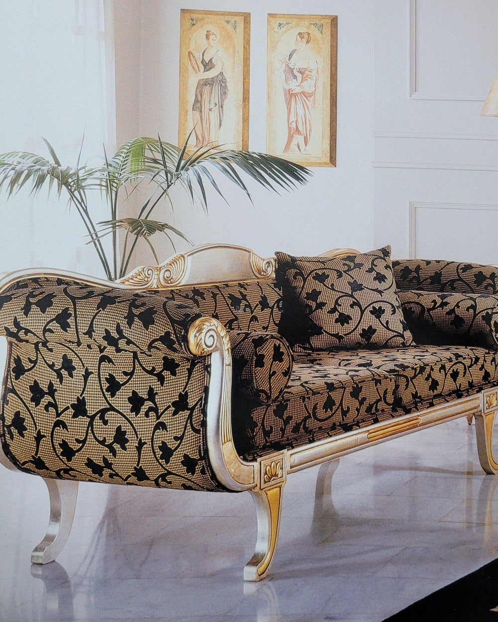 Carved Teak Wood Handcrafted Couch Deewan Chaise Lounge - Bloomart