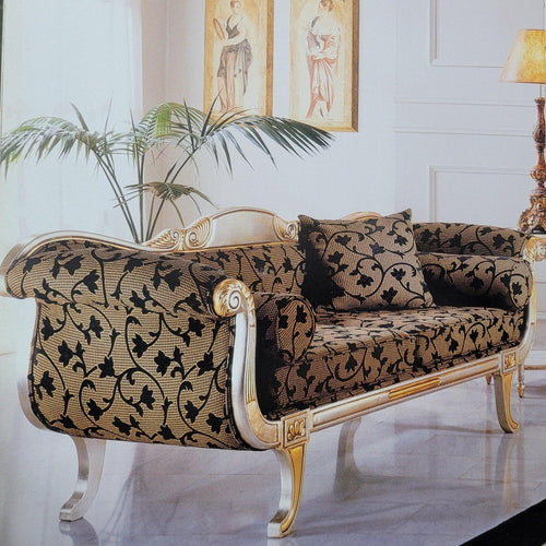 Carved Teak Wood Handcrafted Couch Deewan Chaise Lounge - Bloomart