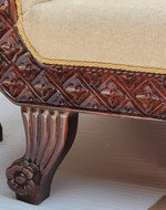 Traditional Wooden 3 Seater  Couch for Home & Office Chaise Lounge Settee (Teak Wood)