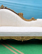 Teak Wood Handcrafted Deewan Chaise Lounge (Golden Finish Couch)