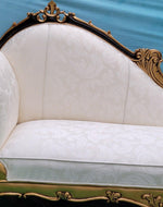 Teak Wood Handcrafted Deewan Chaise Lounge (Golden Finish Couch)