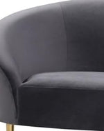 Modern Velvet Curved 2 Seater Sofa - Grey