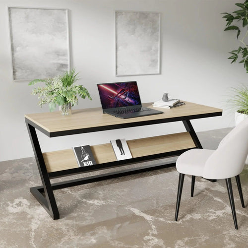 Bloomart Z-Shaped Executive Study Desk Table laminated Top