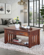 Handmade Solid Wood 2 Drawer & Top Storage Coffee Table