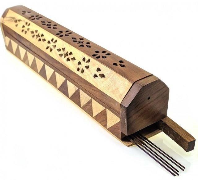 Wooden Twist Pure Mango Wood Incense Stick and Cones Holder - Bloomart
