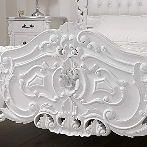 Super king Size Teak Wood Bed Heavy Carved with Cushioned Design